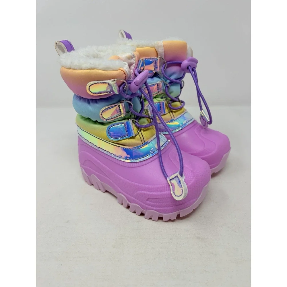 Members Mark Toddler Girls Size 7/8C Mid Calf Slip On Fleece Lined Snow Boots S5